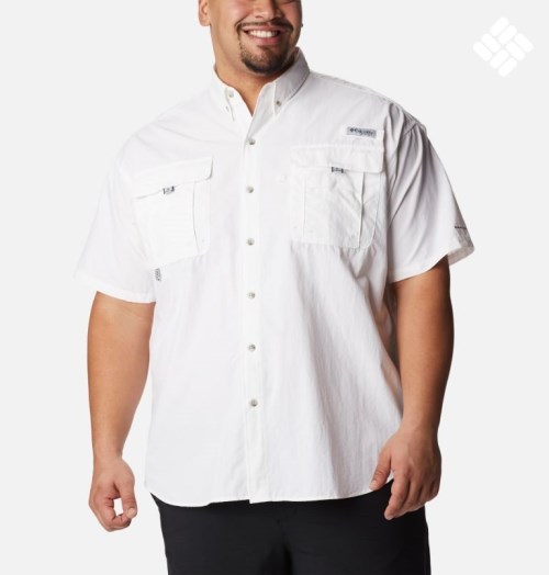 Men's Columbia PFG Bahama II Short Sleeve Shirts White | Plus Size CA-D03CA